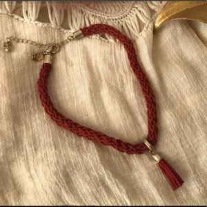 Deep Red Choker Necklace With Tassel Pendant⚜️